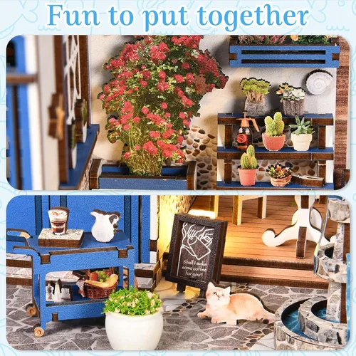 Vista 2 de Kit de rincón de libro, kit de casa en miniatura para adultos y adolescentes, rompecabezas de madera 3D, decoración de estantería de biblioteca, kit