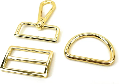 Vista 9 de 15 piezas de herrajes para bolso, ganchos giratorios de servicio pesado con anillos en D para bolso y hebillas deslizantes de tres guías