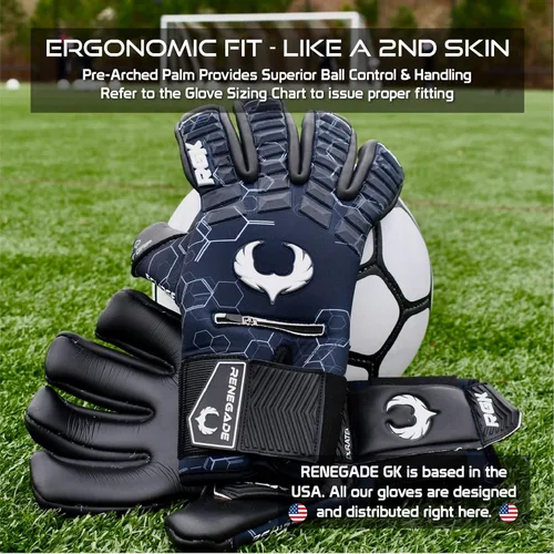 Vista 5 de Renegade GK Eclipse - Guantes de portero de fútbol de nivel profesional, para adultos y jóvenes (tallas 7 a 12, nivel 5) agarre de contacto EXT