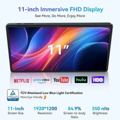 Vista 2 de Tablet Android 15 Tablet-Pantalla FHD de 11 pulgadas, 24 GB de RAM 256 GB ROM/2TB TF, tabletas T615 Octa-Core AI, carga rápida de 8000 mAh/18 W