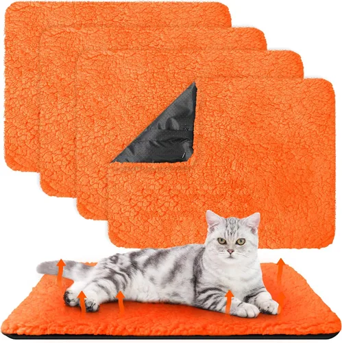 Vista 19 de Drydiet Paquete de 4 Almohadillas Autocalentadoras para Gatos Alfombrilla Térmica Lavable para Perros Sin Hogar Almohadillas Térmicas para Perreras