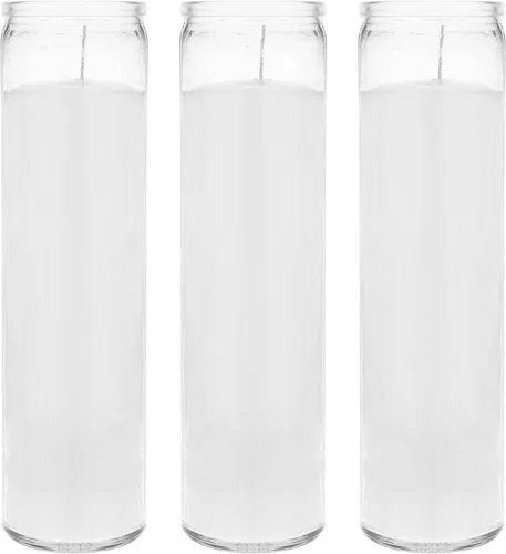 Vista 32 de Mega Candles 1 pieza Velas de Oración Devocional de Recipiente de Vidrio Negro Sin Aroma de 7 Días, Vela de Cera Premium 2 Pulgadas x 8 Pulgadas