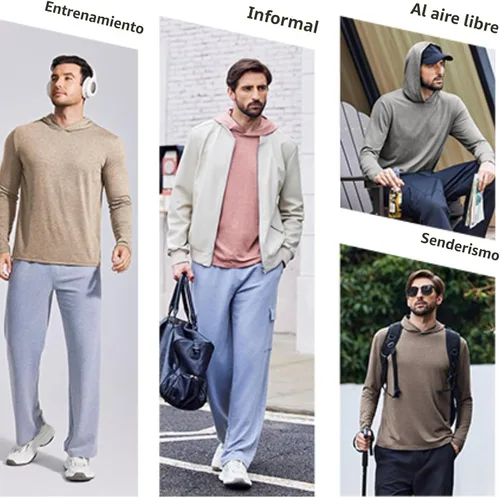Vista 7 de PINSPARK Sudaderas ligeras con capucha tipo pullover para hombres, manga larga, sudadera con capucha para golf, gimnasio, entrenamiento, sudadera