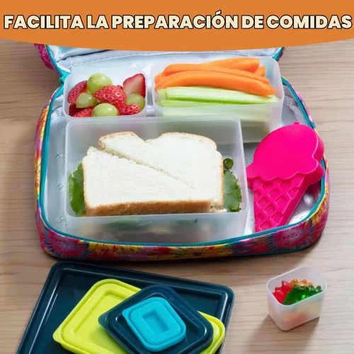 Vista 3 de Contenedores de almuerzo de control de porciones, contenedores reutilizables de preparación de comida, sin BPA, juego de 4 (turquesa)