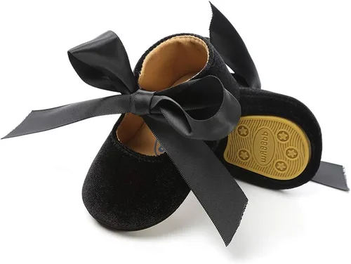 Vista 3 de Zapatos planos Mary Jane para bebés niñas, suela de goma antideslizante, con lazo, zapatos de vestir de princesa para niñas pequeñas