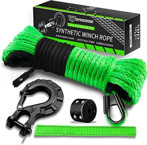 Vista 11 de TYT Kit de Cuerda Sintética para Cabrestante - 1/2" x 92' con 32000 lbs de Resistencia, Funda Protectora, Gancho de Servicio Pesado y Correa