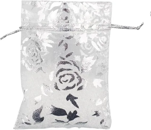 Vista 15 de QIANHAILIZZ Paquete de 100 bolsas de regalo de organza con forma de corazón de flores de 2.8 x 3.5 pulgadas, bolsa de regalo para dulces, bolsa