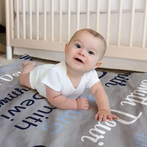 Vista 4 de ShineSand Manta de bebé personalizada con nombre para bebés, niños y niñas, manta personalizada con nombre de bebé, regalos para bebés, niños, nueva