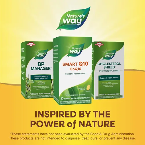 Vista 7 de Nature's Way SMART Q10 CoQ10, apoya la salud del corazón y la energía celular*, sabor a frutas tropicales, 100 mg por porción, 30 tabletas