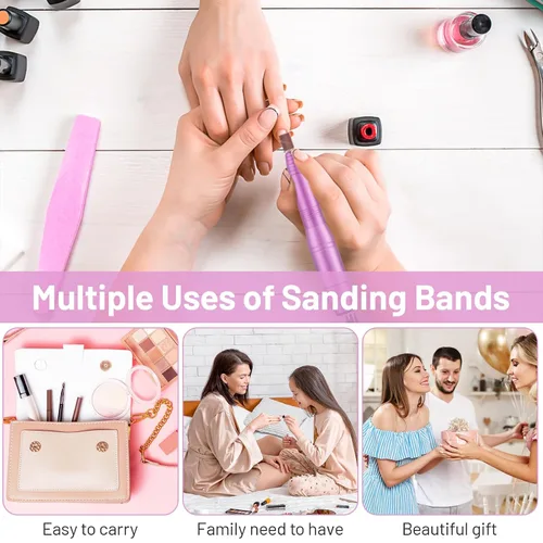 Vista 6 de Efile - Bandas de lijado pequeñas para taladro de uñas, brocas de lijado para manicura profesional de uñas, pedicura, gruesas, medianas, finas