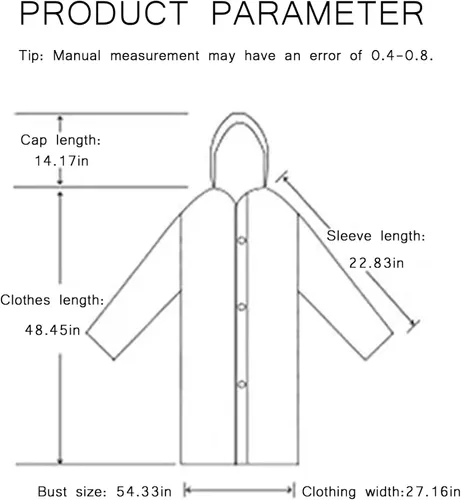 Vista 4 de Rain Poncho for Adults - Hooded Raincoat - Reusable Impermeable Raincoat Bundle Cuff Drawstring 2Pcs