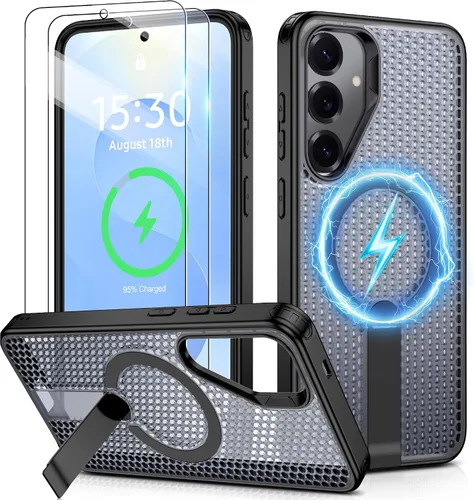 Vista 14 de Jshru para Samsung Galaxy S25 Plus / S24 Plus con [2 PIEZAS] protectores de pantalla HD, compatible con MagSafe