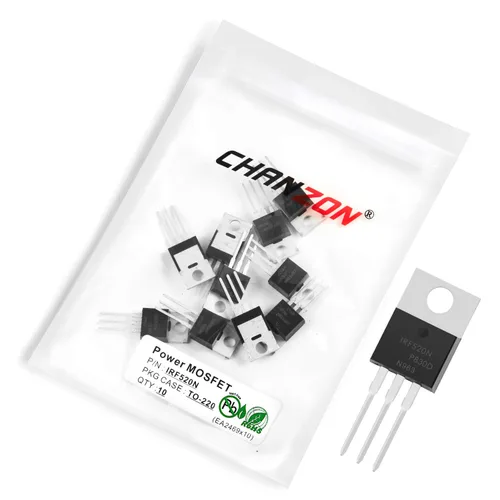 Vista 87 de Chanzon 2N60 TO-220AB NMOS MOS N-Channel Power MOSFET Transistor, alto voltaje y corriente nominal, (paquete de 10 unidades)