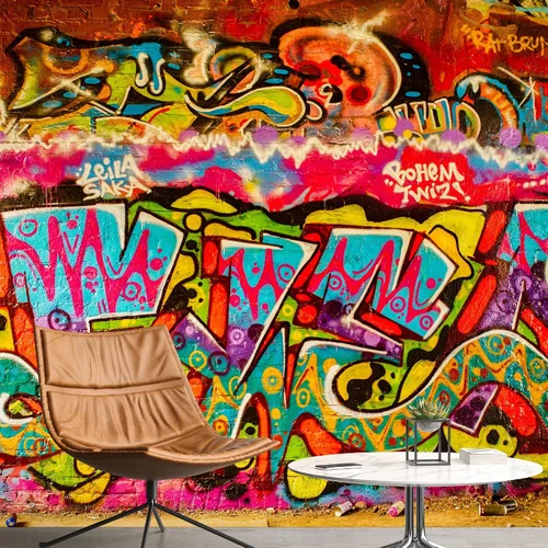 Vista 14 de NWT Calcomanía de pared extraíble/mural de pared estilo de dibujos animados, pintura en aerosol urbana, graffiti y arte callejero, tipografía