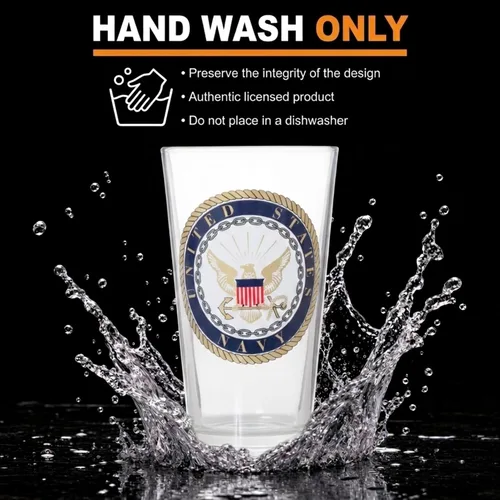 Vista 5 de Artisan Owl Vaso de pinta con emblema de la Marina de los Estados Unidos, con licencia oficial, 16 onzas
