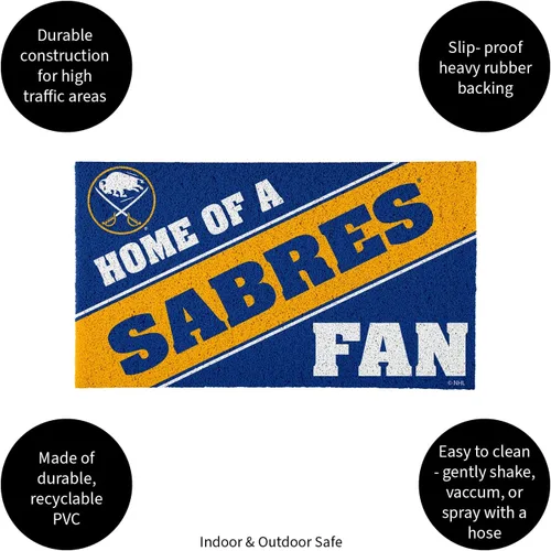 Vista 4 de Team Sports America NHL Buffalo Sabres Entrada interior y exterior 28 x 16 pulgadas Parte trasera antideslizante Tapetes de bienvenida