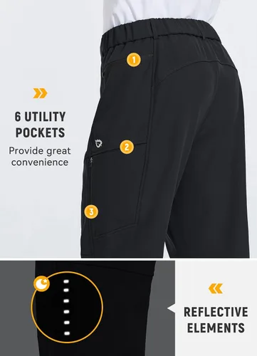 Vista 4 de BALEAF Pantalones de ciclismo de invierno para hombre, pantalones térmicos para bicicleta de montaña, resistentes al agua, clima frío, senderismo