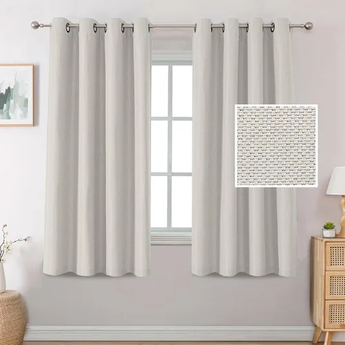 Vista 9 de H.VERSAILTEX Cortinas opacas de lino de 45 pulgadas de largo para dormitorio/sala de estar con aislamiento térmico con ojales, cortinas de lino