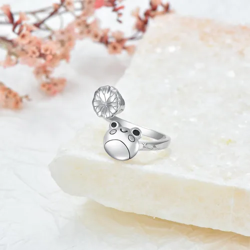 Vista 2 de Anillo de plata de ley para ansiedad de rana, serpientegato