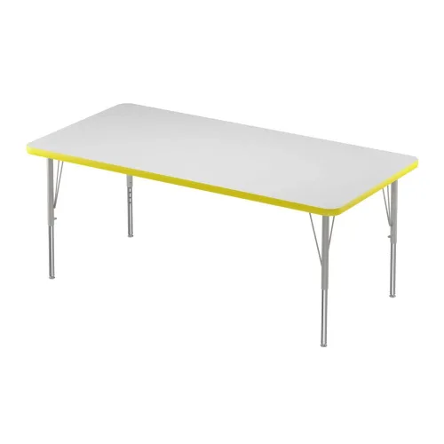 Vista 60 de Correll - Mesa rectangular de actividades para el aula de 30 x 60 pulgadas, altura ajustable (19-29 pulgadas), parte superior de granito gris, borde