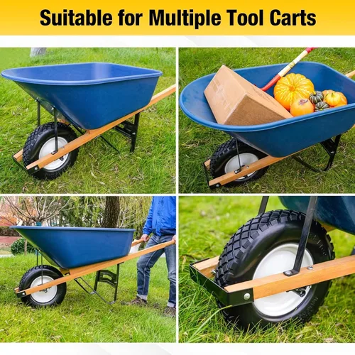 Vista 7 de 16" Neumático plano sin cámara de PU 4.80/4.00-8" sólido con rodamiento de bolas de 3/4" y cubo central de 3"-8", rueda universal para carretilla