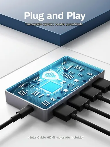Vista 6 de Interruptor HDMI 4K @60Hz, divisor HDMI 3 en 1 salida, conmutador HDMI con control remoto, concentrador de caja de interruptor HDMI 2.0 de aluminio