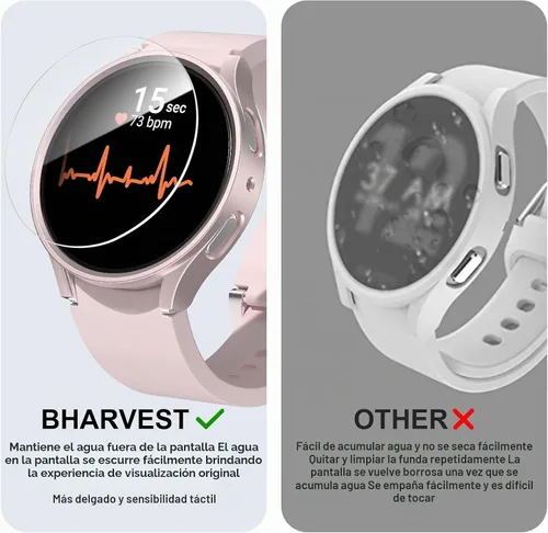 Vista 5 de [Paquete de 5+5] Funda protectora de pantalla para Galaxy Watch 7 de 40 mm, cubierta protectora impermeable + protector de pantalla de vidrio