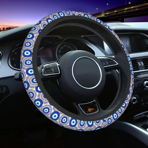 Vista 32 de Funda para Volante de Azulejos Mexicanos Coloridos Accesorios de Automóvil Lindos para Mujeres Niñas Femenino Universal 15 Pulgadas Neopreno