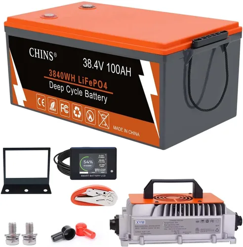 Vista 19 de CHINS - Batería de litio para carrito de golf de 36 V, 100 Ah, batería Bluetooth LiFePO4, BMS de 200 A incorporada, corriente máxima de 1000 A