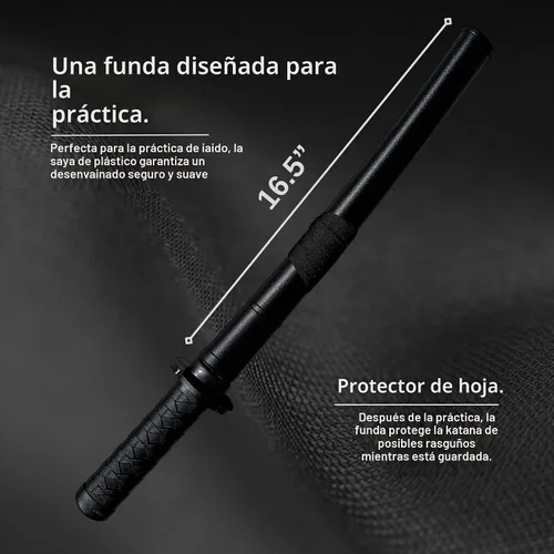 Vista 6 de E-BOGU Katana de práctica de polipropileno estilo Mokume (62.2 cm) con vaina Saya negra