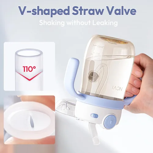 Vista 6 de NCVI PPSU Vaso con Pajita para Leche a Prueba de Derrames para Niños Pequeños de 1-3 Años, Botella de Agua Ligera de Entrenamiento para Bebés