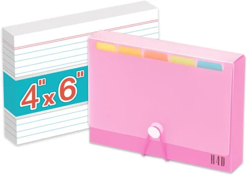 Vista 12 de Estuche de tarjetas de índice H4D de 3x5 con 100 tarjetas de índice pesadas rayadas y separadores, negro