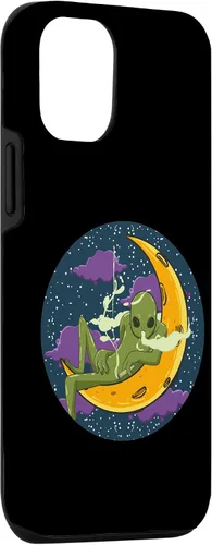 Vista 3 de Funda de regalo para iPhone 14 Alien Smoking Moon Weed ET Outer Space Galaxy Cannabis