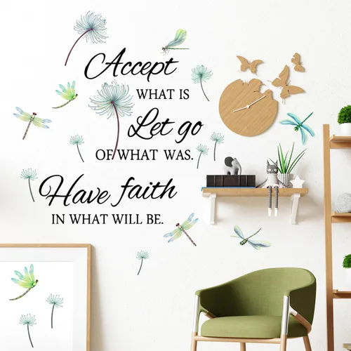 Vista 7 de Calcomanías de vinilo con frases inspiradoras extraíbles, de libélula y frases de pared, calcomanías de frases positivas para el hogar, dormitorio