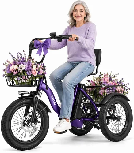 Vista 12 de Bicicleta eléctrica para adultos, triciclo de 1200 W de potencia máxima y batería extraíble de 499.2 Wh, neumáticos gruesos de 18x3.0, bicicleta