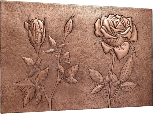Vista 2 de Kitchen Backsplash, Rose Flowers Copper Backsplash, Custom Copper Backsplash Panel, Handmade Copper Backsplash Tile, Indoor Outdoor Wall Decor