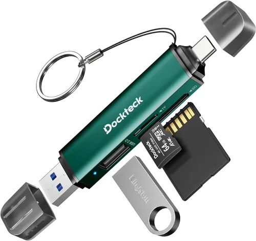 Vista 9 de Dockteck Lector de Tarjetas SD, Lector de Tarjetas SD/TF de Super Velocidad 5G USB3.0, Lector de Tarjetas de Memoria de 3 Ranuras USB A/C a SD/Micro