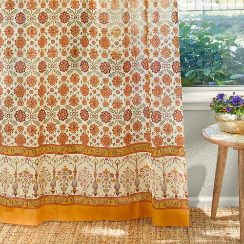 Vista 31 de Panel de cortina transparente blanco y dorado con alzapaños, 100% gasa de algodón, con pestaña superior o bolsillo para barra para decoración
