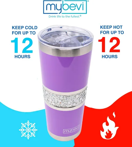 Vista 3 de MyBevi Vaso aislado Hollywood – Vaso de viaje de acero inoxidable de 20 onzas con tapa resistente a fugas Sin BPA, reutilizable, se adapta a