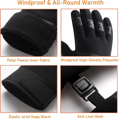 Vista 2 de Guantes de pesca sin dedos de invierno para hombres y mujeres, resistentes al viento, para clima frío, pantalla táctil, guantes de ciclismo