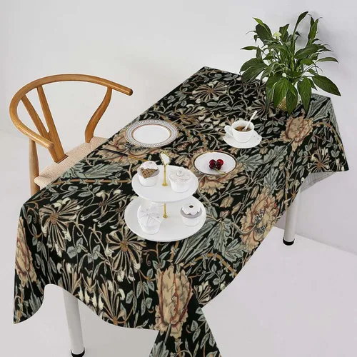 Vista 226 de Mantel Floral Retro de Pájaros, Diseño Original Bohemio William Morris Estampado Cubierta de Mesa para Hogar Picnic Fiesta Comedor Cocina William