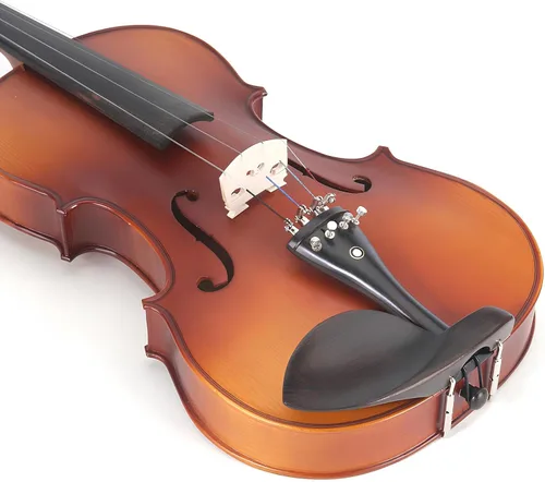 Vista 4 de Cecilio Viola de madera maciza de 16 pulgadas de tamaño completo, Viola acústica profesional artesanal con accesorios de ébano, cuerdas D'Addario
