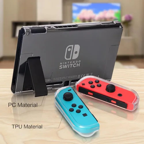 Vista 4 de Switch Clear Case, Dockable Protective Hard Cover Case for Nintendo Switch and Soft TPU Grip Case for Joy-Con with Tempered Glass Screen Protector