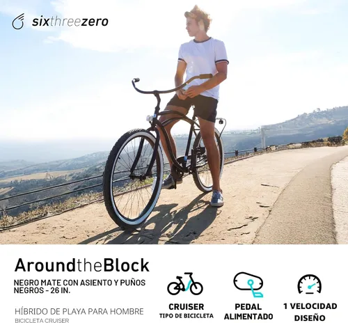 Vista 2 de sixthreezero Around The Block - Bicicleta de playa para hombre, bicicleta híbrida con soporte trasero