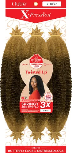 Vista 4 de Outre X-Pression Trenza Sintética - 3X SPRINGY AFRO TWIST 16 (2T1B/27)