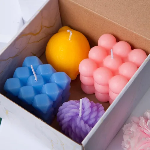 Vista 4 de Vela de burbujas, 4 velas de burbujas de cera de soja, juego de velas de burbujas perfumadas estéticas para decoración del hogar, dormitorio