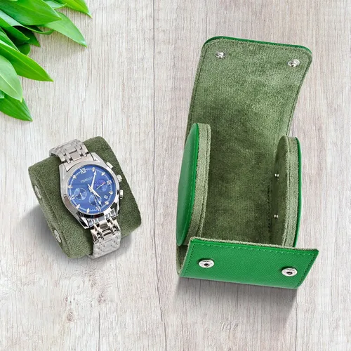 Vista 3 de ROSELLE Funda para reloj para hombres y mujeres con forro de gamuza, estuche de viaje para reloj, organizador de almacenamiento y exhibición