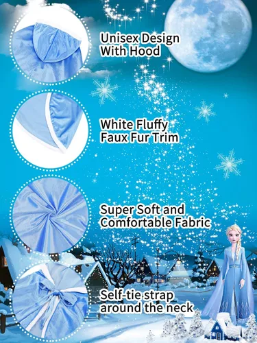 Vista 4 de Zando Capa con capucha de princesa para niñas, disfraces de Navidad, Halloween, cosplay