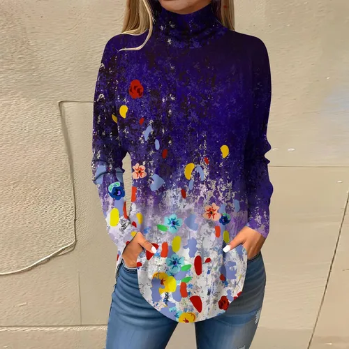 Vista 3 de FlekmanArt Sudaderas de otoño para mujer, con cuello alto, manga larga, clásicas, cómodas, elegantes, para invierno