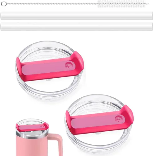 Vista 10 de Tapa de vaso de 30 onzas de repuesto para vaso Stanley Cup, paquete de 2 tapas de repuesto con 2 popotes para vaso de 30 onzas, tapas de vaso a